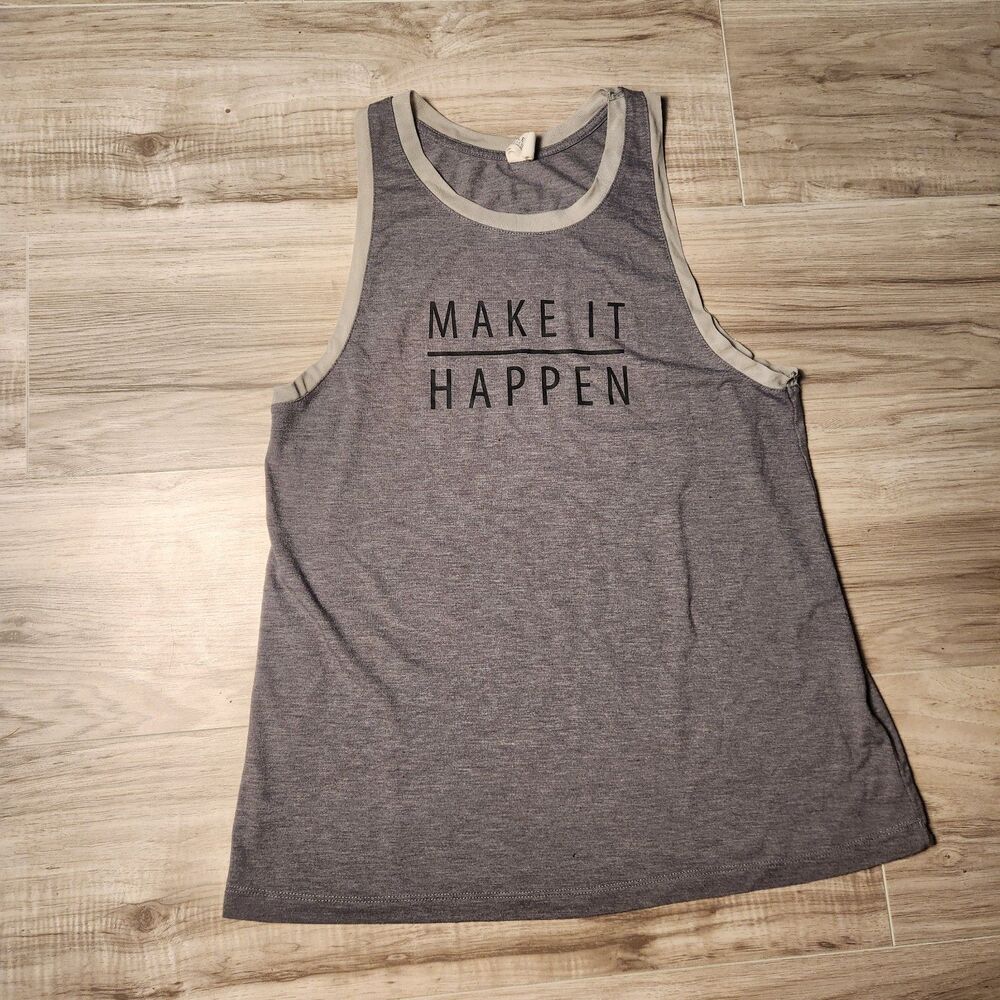 Athletic‎ Collection Make It Happen Tank Top Womens Small Gray Graphic Workout